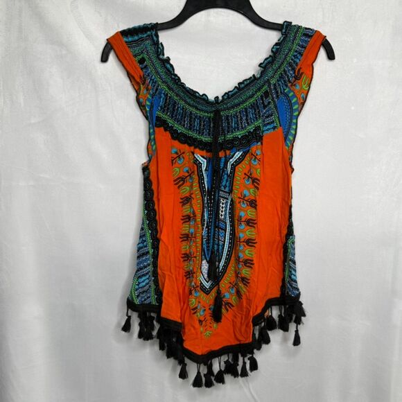 It Girl Dashiki Shirt African Hippie Vintage Women Top Tribal Blouse LG - Picture 1 of 6